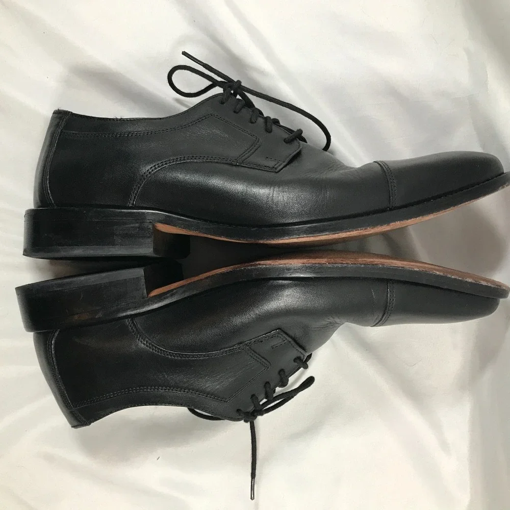 Johnston & Murphy Cap Toe Oxford Lace Up Black Leather Shoes Mens‎ US 10M EU 43